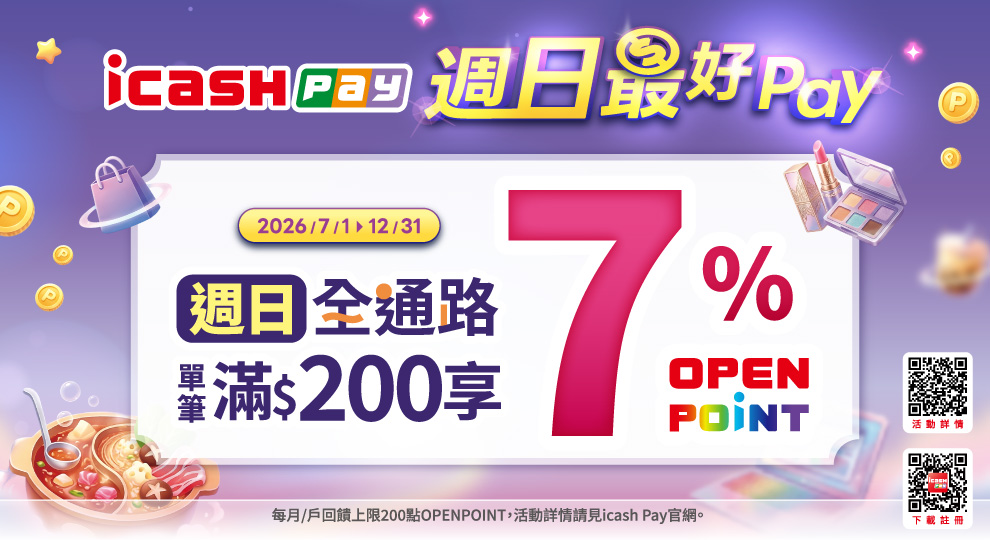 【週日最好Pay，全通路消費滿額回饋7%】
